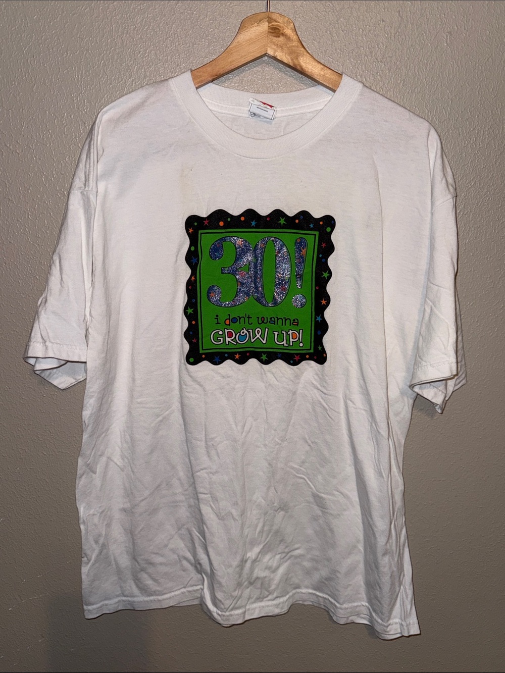 Alstyle White Graphic T-Shirt with Colorful 30 Print